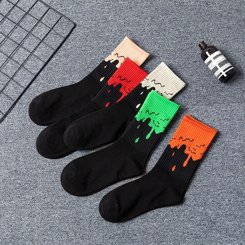 Hot Fashion Men and Women Socks Cotton Color Black Magma Harajuku Cute Funny Happy Skateboard Original Hip Hop Girls Tube | Мужская