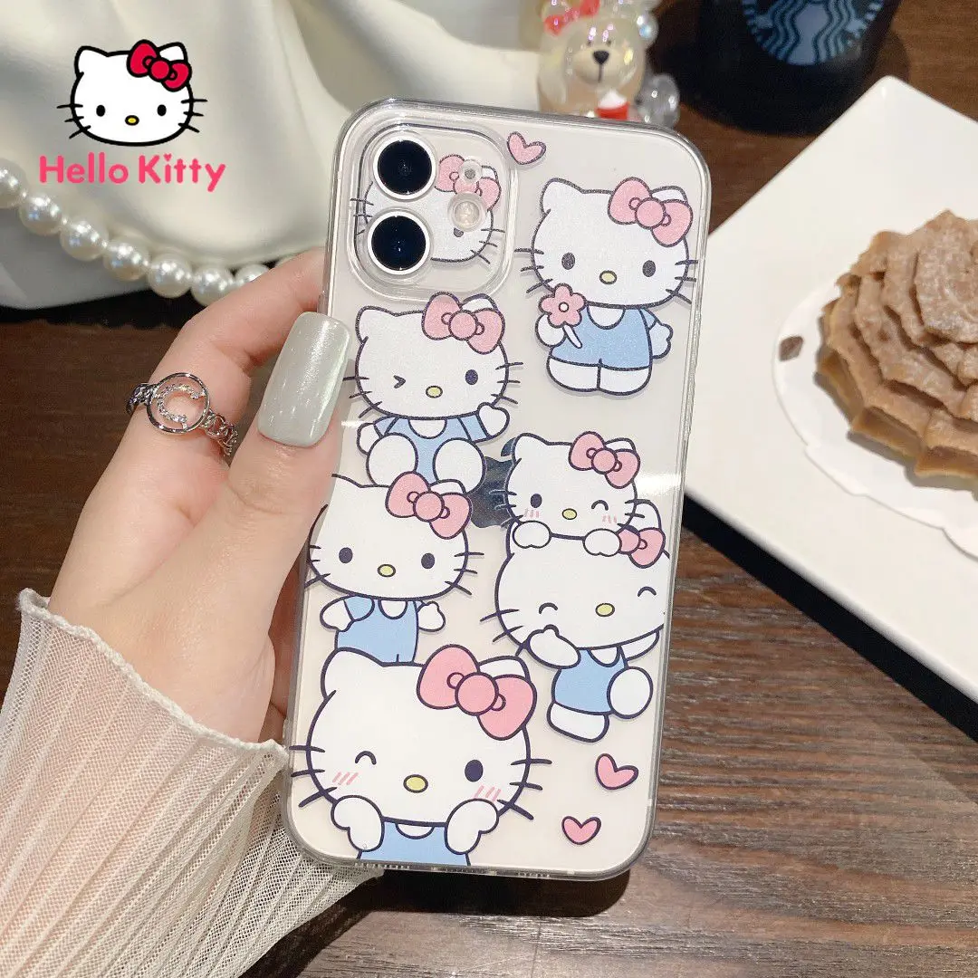 

Hello Kitty Full Screen Phone Case for iPhone13 13Pro 13Promax 12 12Pro Max 11 Pro X XS MAX XR 7 8 Plus Transparent Cover