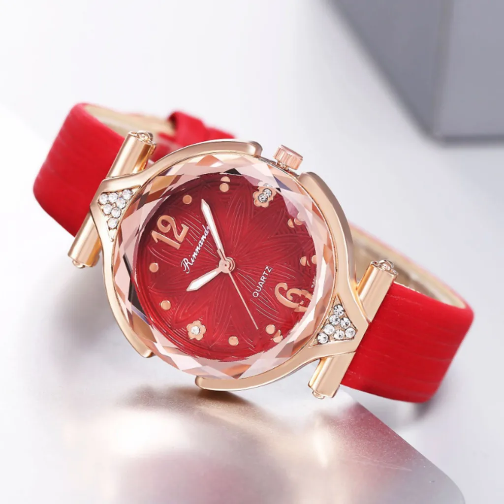 Модные женские часы с бриллиантовым циферблатом и 3D принтом повседневные