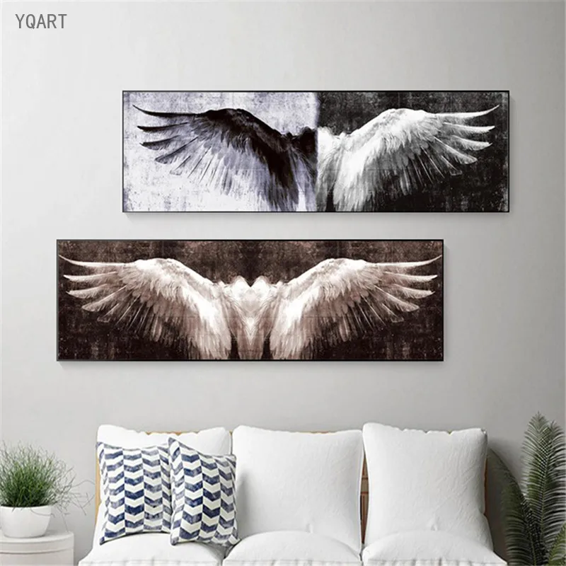 

Modern Abstract Artwork Angel Wings Poster Canvas Painting Black White Pictures Wall Art Cuadros for Home Living Room Decoration