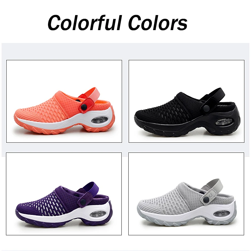 Women Tennis Shoes Breathable Mesh 5cm Height-increasing Slip-on Air Cushion Slippers Outdoor Walking Jogging Woman Sneakers |