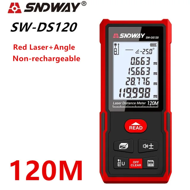 SW-DS120 120M SNDWAY Trena лазерный дальномер рулетка Ангел Линейка рулетка лазерный фонарь рулетка - Цвет: SW-DS120 120M