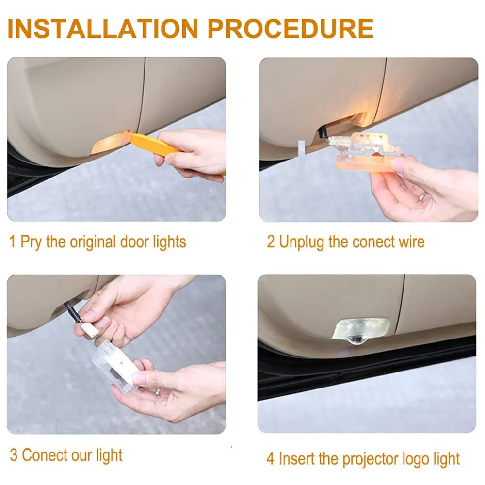 2X LED Car Door Shadow Logo Projector Welcome Lights Accessories For Toyota Camry Highlander Tundra Sequoia Sienna Venza 4Runner |