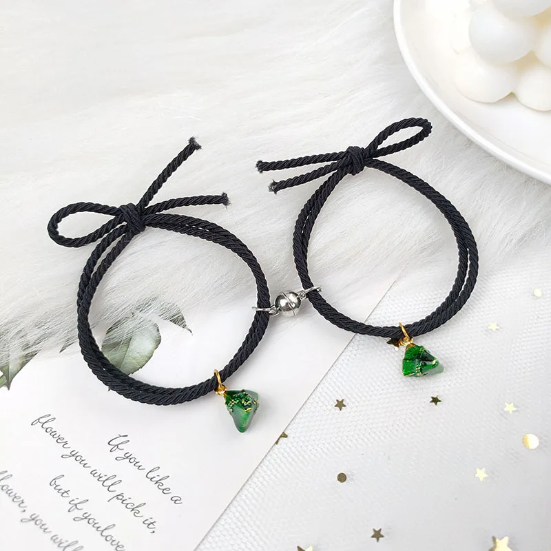

2PC Simple Dragon Boat Festival Zongzi Rubber Band Rope Magnet Attracting Couple Bracelet Men and Women Hand Strap Jewelry