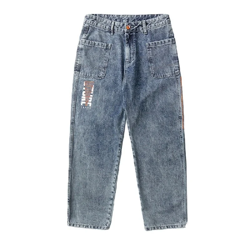 

New Autumn Winter Men Jeans Fashion Print Blue Jeans Japanese Harajuku Men Clothing Hip Hop Baggy Pantalon Homme Dropshipping