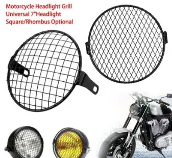 

7inch Motorcycle Headlight Mesh Grill Mask Protector Guards Square Metal Cover
