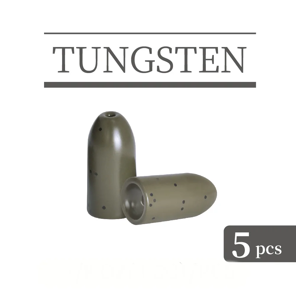 

MUUNN Tungsten Worm Weight,5PCS Tungsten Sinker,1/16-1 OZ Bullet Bass Fishing Lure Accessory ,Green Pumpkin