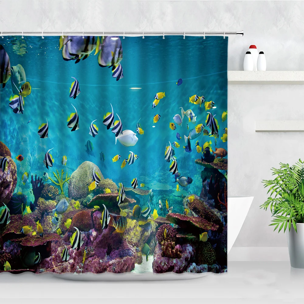 

Занавеска для душа с рисунком под водой