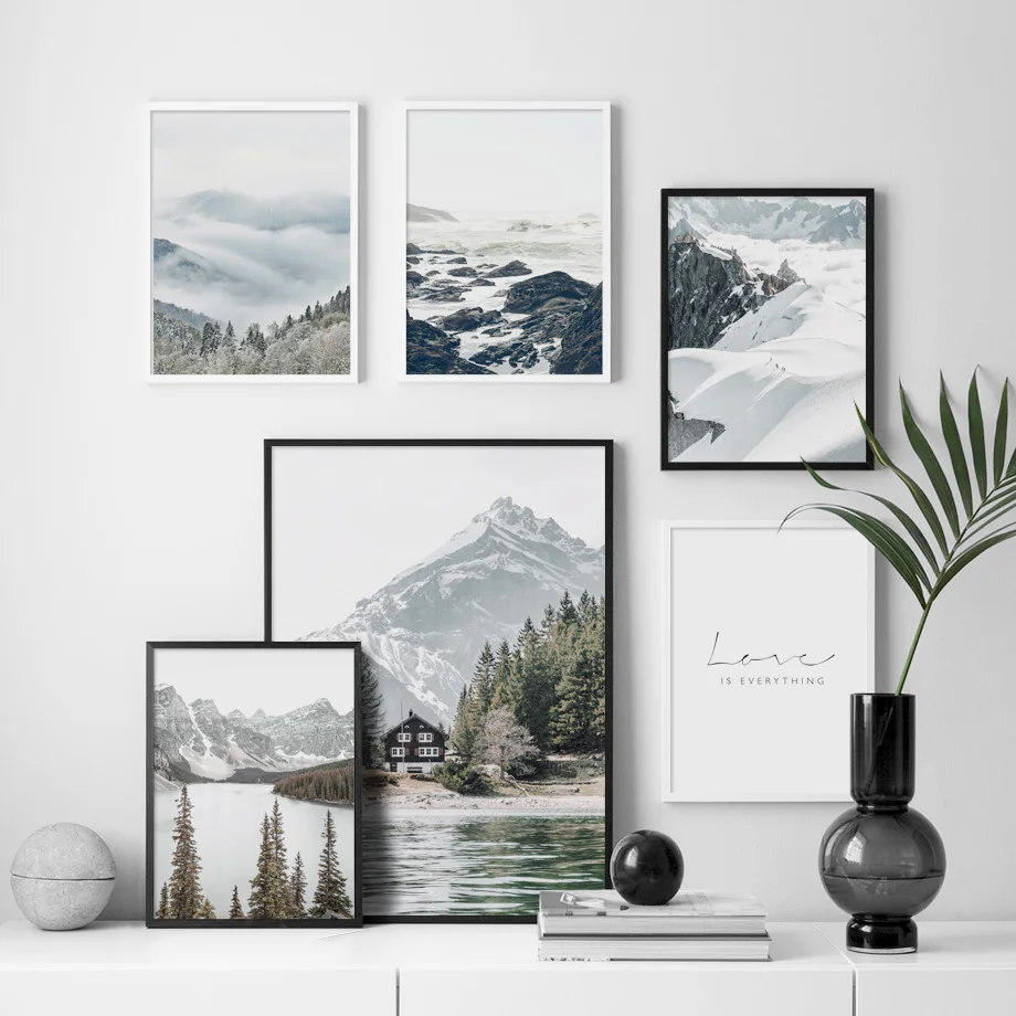 

Milimalist Nordic Landscape Picture Nature Moutain River Canvas Painting Bedroom Wall Decor Wall Art Picture for Home