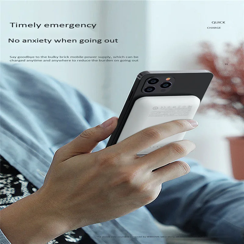 

15W Magnetic Charger Power Bank For iphone 12 12Pro 12ProMax 12mini External auxiliary Battery Magnet Wireless Charging