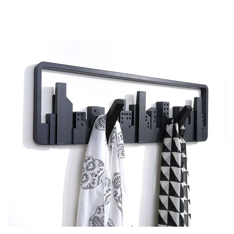 

City Building Multi-Group Hooks Horizon Coat Rack Coat Rack Creative Wall Hook On The Hanger Behind The Door Home Storage