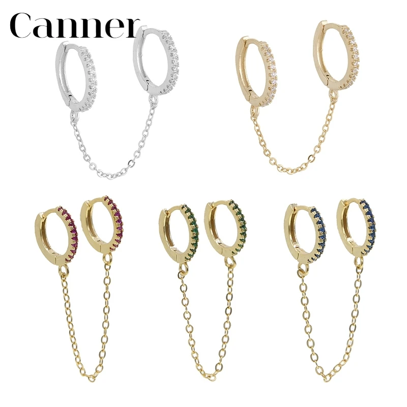 Женские серьги кольца из серебра 925 пробы с белым/розовым золотом/синим/зеленым