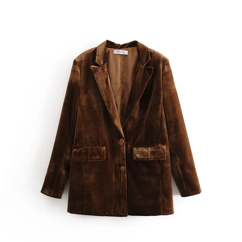 Женский бархатный костюм-двойка однобортный пиджак на молнии и расклешенные