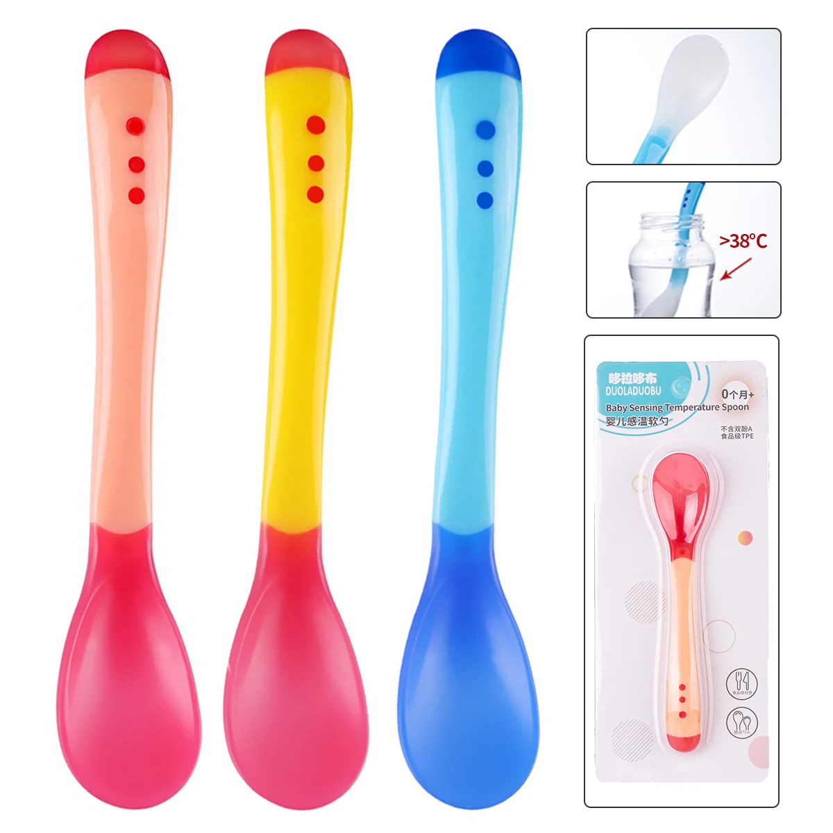 

Ложка суповая с датчиком температуры для кормления ребенка, безопасная для здоровья ложка с изменением цвета при температуре, медицинская ...