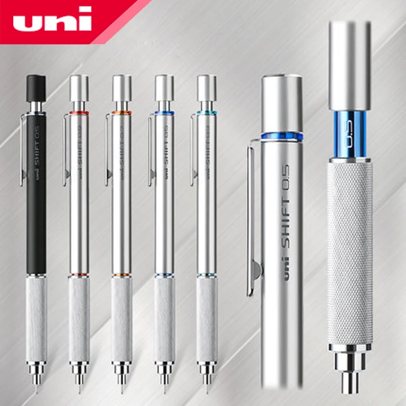 4Pcs Uni Shift Mechanical Pencils 0.3/0.5/0.7/0.9 mm Retractable Tip Low Gravity Center Graphics Design M5-1010