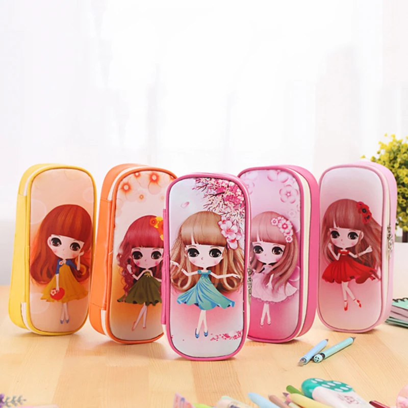 

Large PU Leather Pencil Leather Pen Box Big Makeup Bag For Girls Gift PU etui Office School Travel Supplies