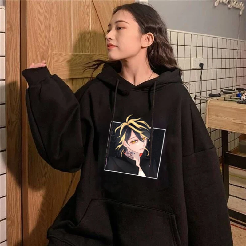 

Women Men Hoodie Japanese Anime Tokyo Revengers Print Front Pocket Casual Harajuku Manga Streetwear Fleece Hoodies Sweatshirt