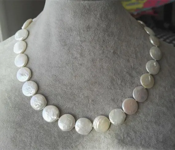 

Ожерелье-чокер из натурального жемчуга, размер 16 мм, ожерелье из жемчужных монет