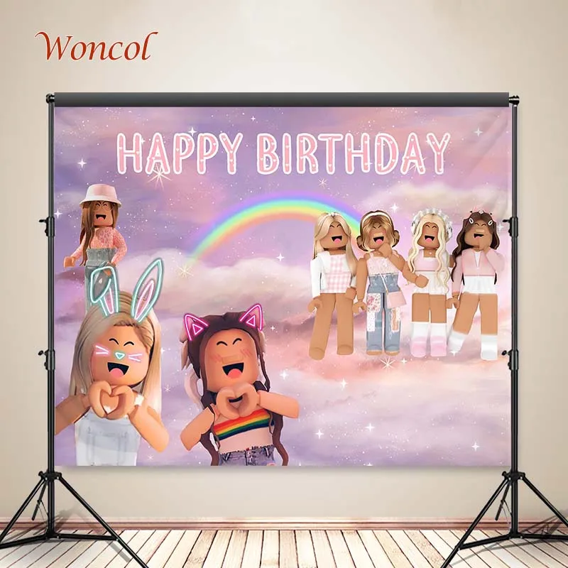 Фон Woncol Roblox для фотосъемки на день рождения фоны игровой робот радужные цвета
