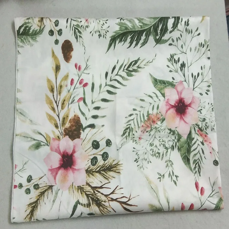 50x160cm Brown Green Leaf Pink Flower Print 100% Cotton Fabric  Floral Cotton Fabric DIY Sewing Baby Cloth Bedding Quilting Deco
