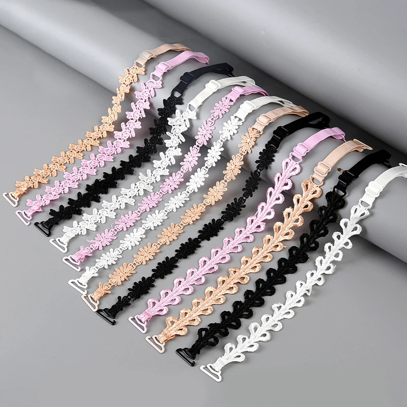 

Women Anti-Slip Bra Strap Lace Flower Shoulder Buckle Belt With Back Hasp All Match Invisible Elastic Straps Bra Accessories
