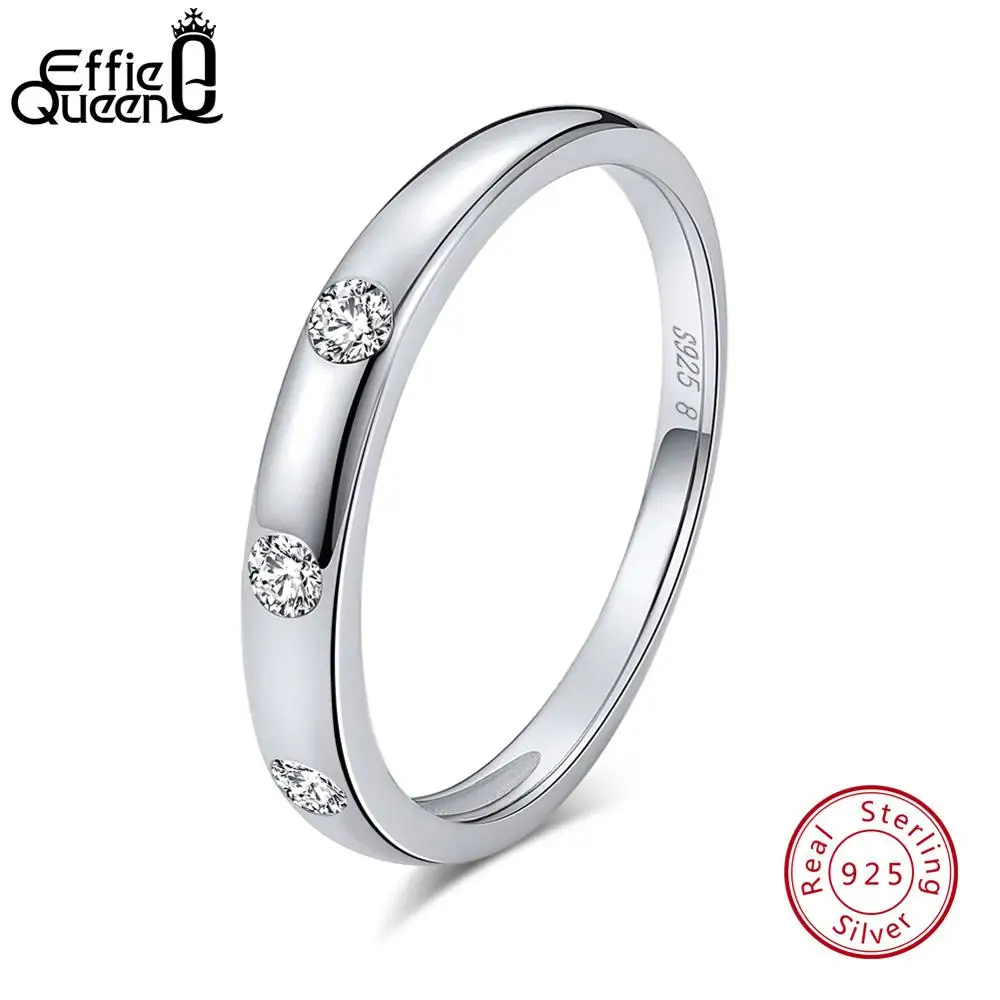 Effie queen, настоящее 925 пробы, Серебряное Женское Обручальное кольцо, женское серебряное кольцо с AAA CZ цирконием, ювелирное изделие для помолвки TSR67 - Цвет камня: Silver Color