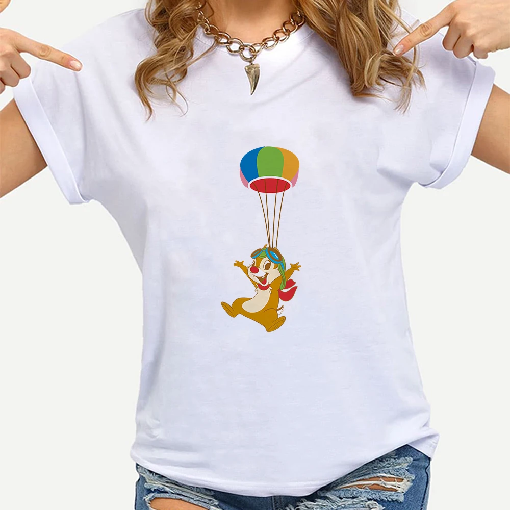 

Chip Dale Pilot Fashion Women's T-Shirts 2021 Funny Tee Shirt 90s Harajuku Cute Tops Crewneck Short Sleeve Streetwear Dropship
