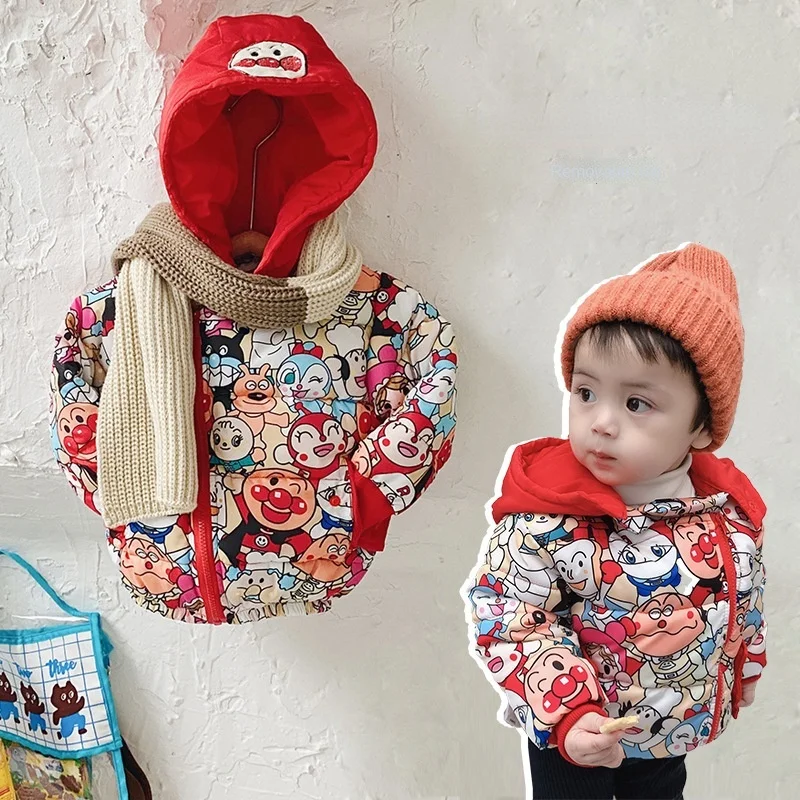 

Детский пуховик Anpanman, Детское пальто с хлопковой подкладкой, зимняя утепленная верхняя одежда для мальчиков и девочек