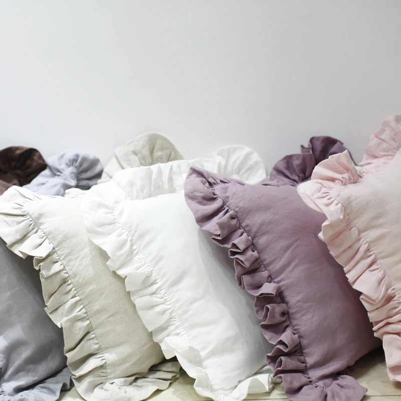 Роскошные французские льняные наволочки для подушек диванных из чистого льна