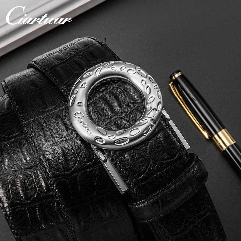 Круглый деловой мужской ремень с модной пряжкой Gentry ремни кожаный подарок Ceinture