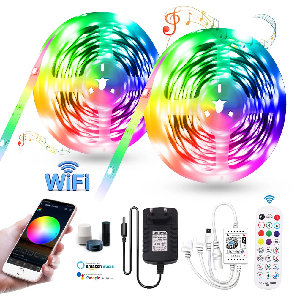 

Светодиодная лента RGB 5050 с Wi-Fi, 5/10/15 м, 12 В