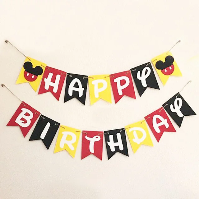 15pcs Banner 68 шт. красный Микки Маус День рождения украшения для детей для душа Чашки салфетки соломенный флаг набор День рождения принадлежности - Цвет: 15pcs Banner