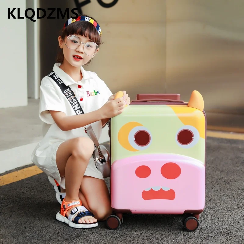 KLQDZMS 18 Inch Cute Children's  Suitcase On Wheels Kids Portable Travel Rolling Luggage Durable Eco-friendly Trolley Case