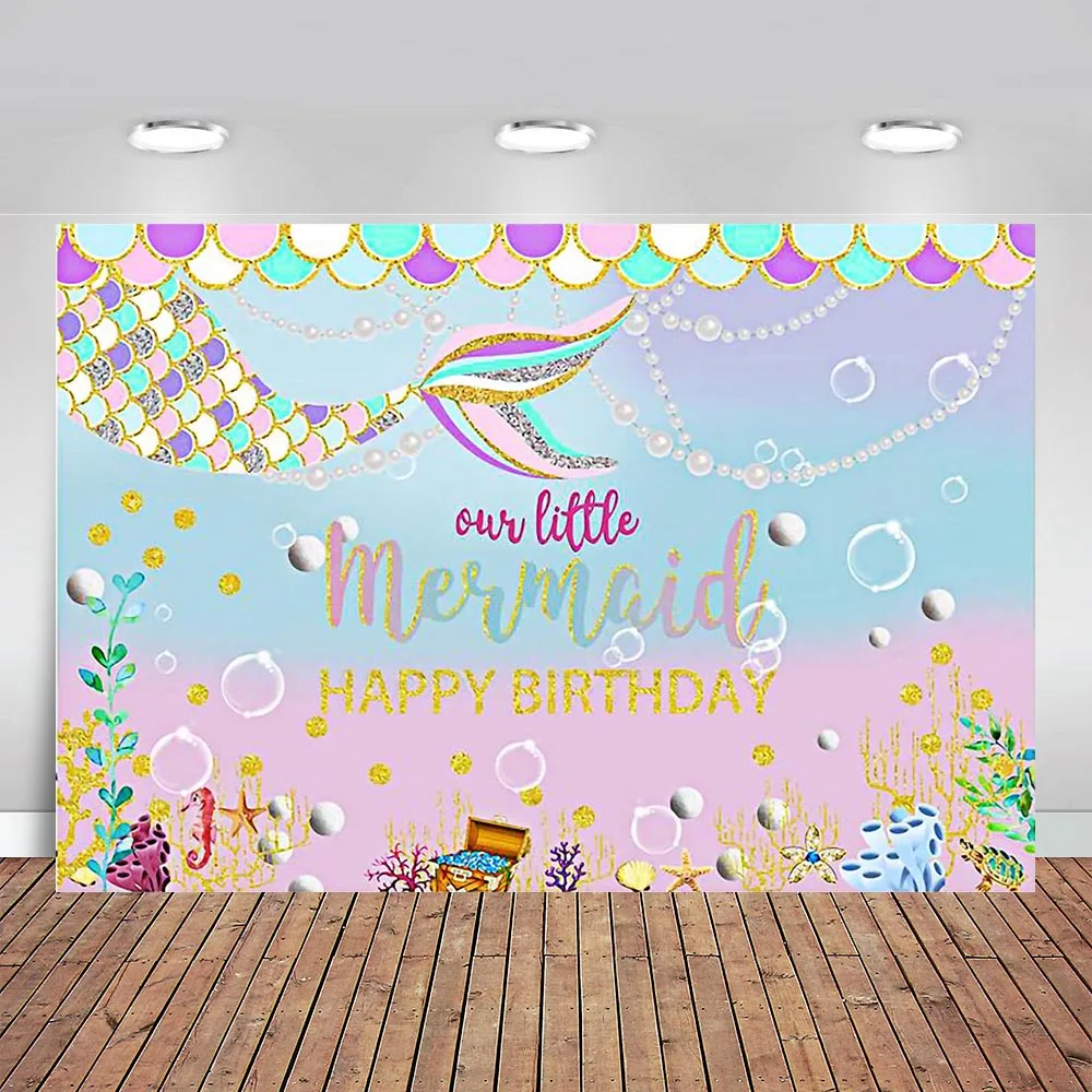 

Under The Sea Backdrop Little Mermaid Scales Photography Background Under The Sea Ocean Birthday Party Backdrops Banner