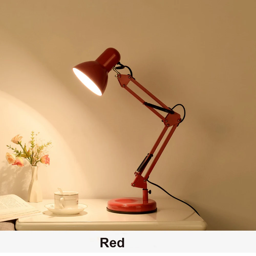 5W LED Long Swing Arm Adjustable Classic Desk Lamps E27 Clip Table Lamp For Study Office Reading Bedside Bedroom Night Light | Лампы и
