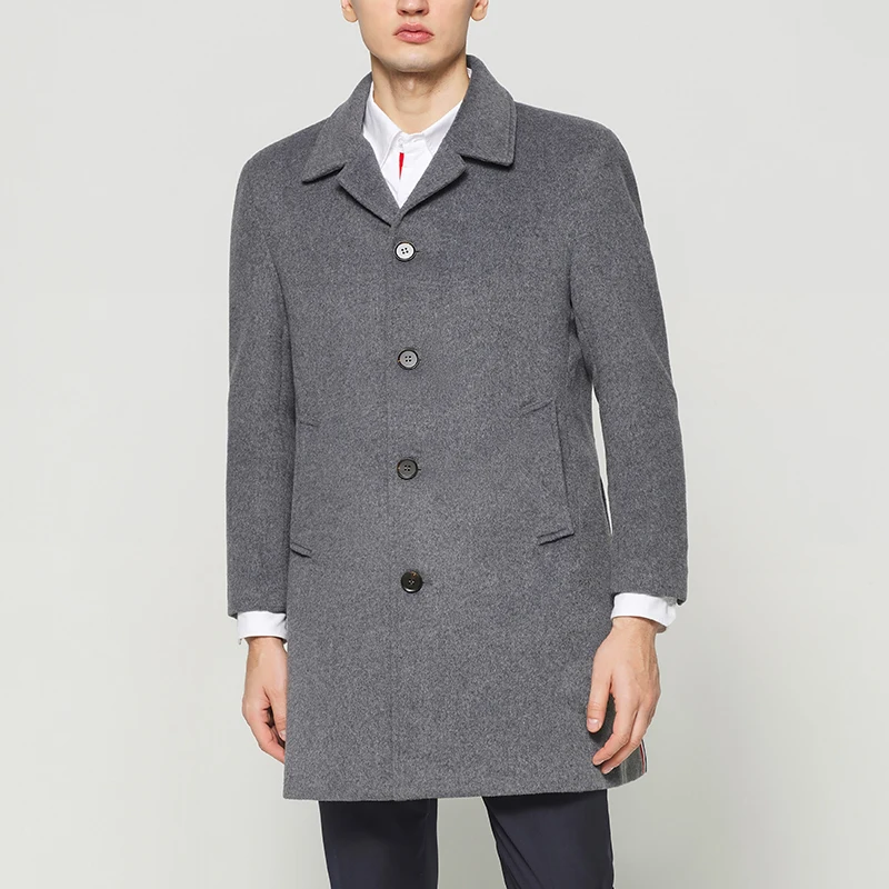 

THOM 2021 TB Fashion Brand Windbreaker Men Wool Cashmere Casual Coat Long Thick Winter Woolen Coat Business Striped Jacket Male