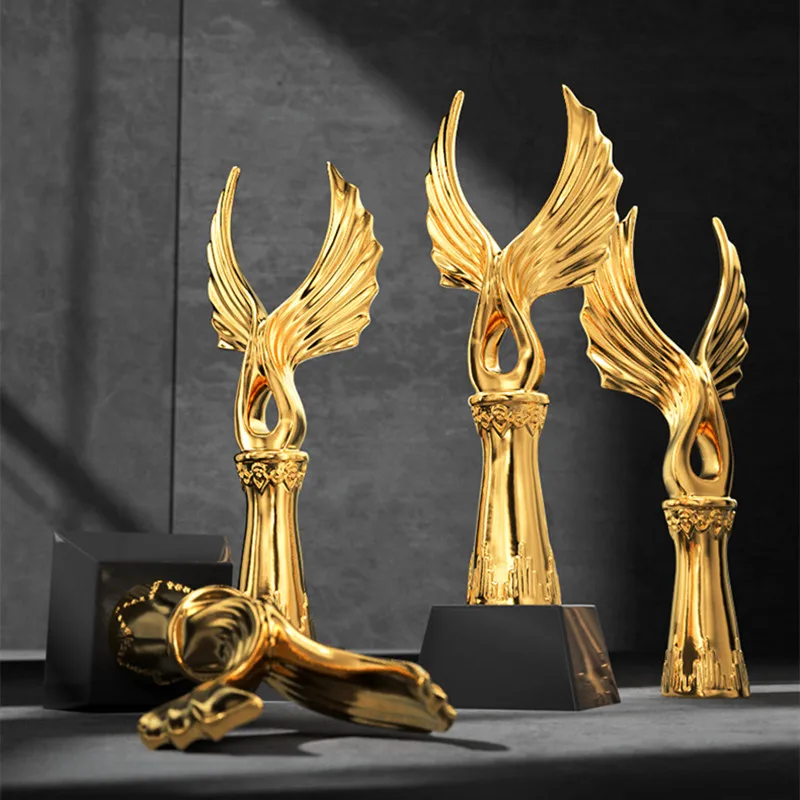 

High Quality! 2021 NEW Angel Wings Crystal Trophy Sports Event Wings Metal Resin Trophy Prize Souvenir,Free Shipping!