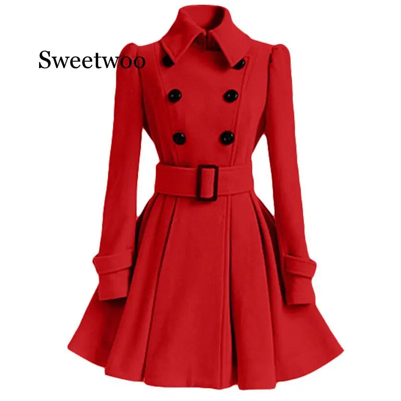 2020 модное осенне-зимнее пальто женские тонкие винтажные двубортные куртки