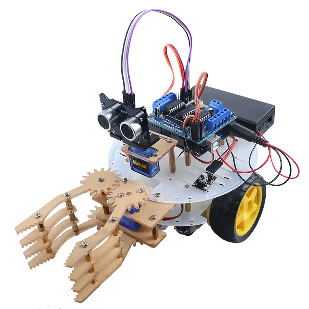 Multifunction Acrylic manipulator Robot Car For UNO R3 With G90 Servo IR wireless control Kids Programable Kit for Arduino | Электроника