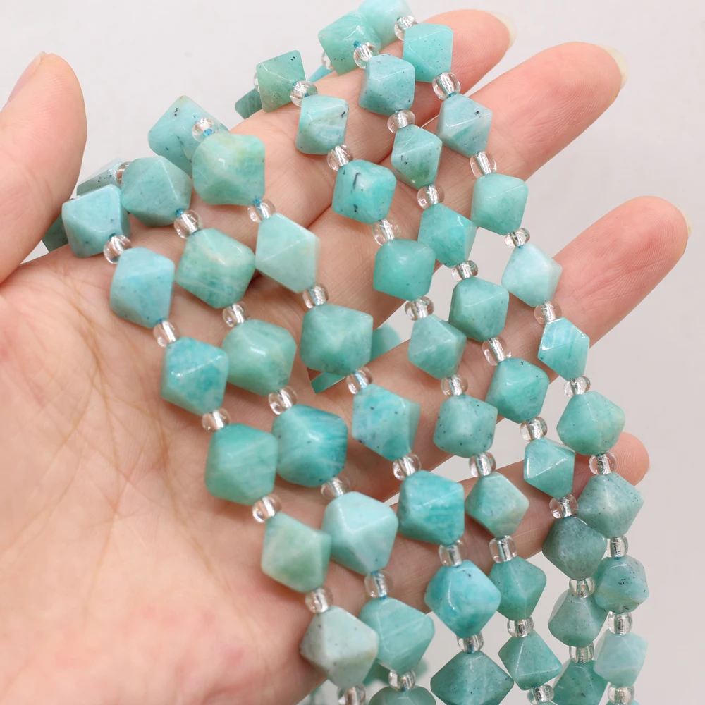 

Natural Stone Semi-precious Stone Irregular Rhombus Amazonite Beaded DIY Necklace Bracelet Making Jewelry Gift Size 10mm