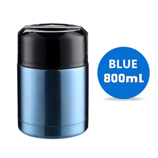 blue 800ml Еда суп термос тепловой из нержавеющей стали вакуумный Ланч-бокс 800 мл 1000 контейнер для еды, мл Прямая поставка прочный дорожный пищевой контейнер - Цвет: blue 800ml