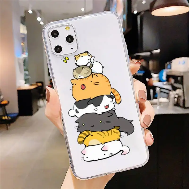 

Cute cartoon cat Phone Case Transparent soft For iphone 5 5s 5c se 6 6s 7 8 11 12 plus mini x xs xr pro max