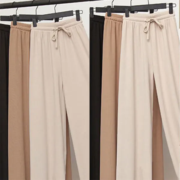 

Ice Silks Wide Leg Pants Loose Fitting High Waist Straight Leg Casual Trousers for Women Summer J55