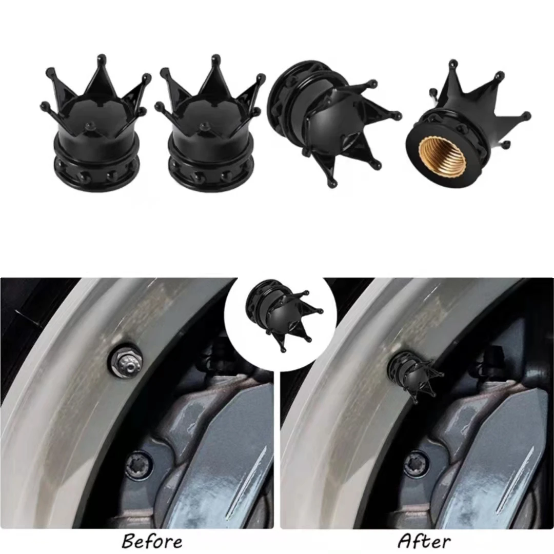 

4 Pcs Universal Wheel Tire Valve Caps Car Motorcycle Air Cover Auto Airtight Stems Cover Crown Styling Accessories On Car Wheel