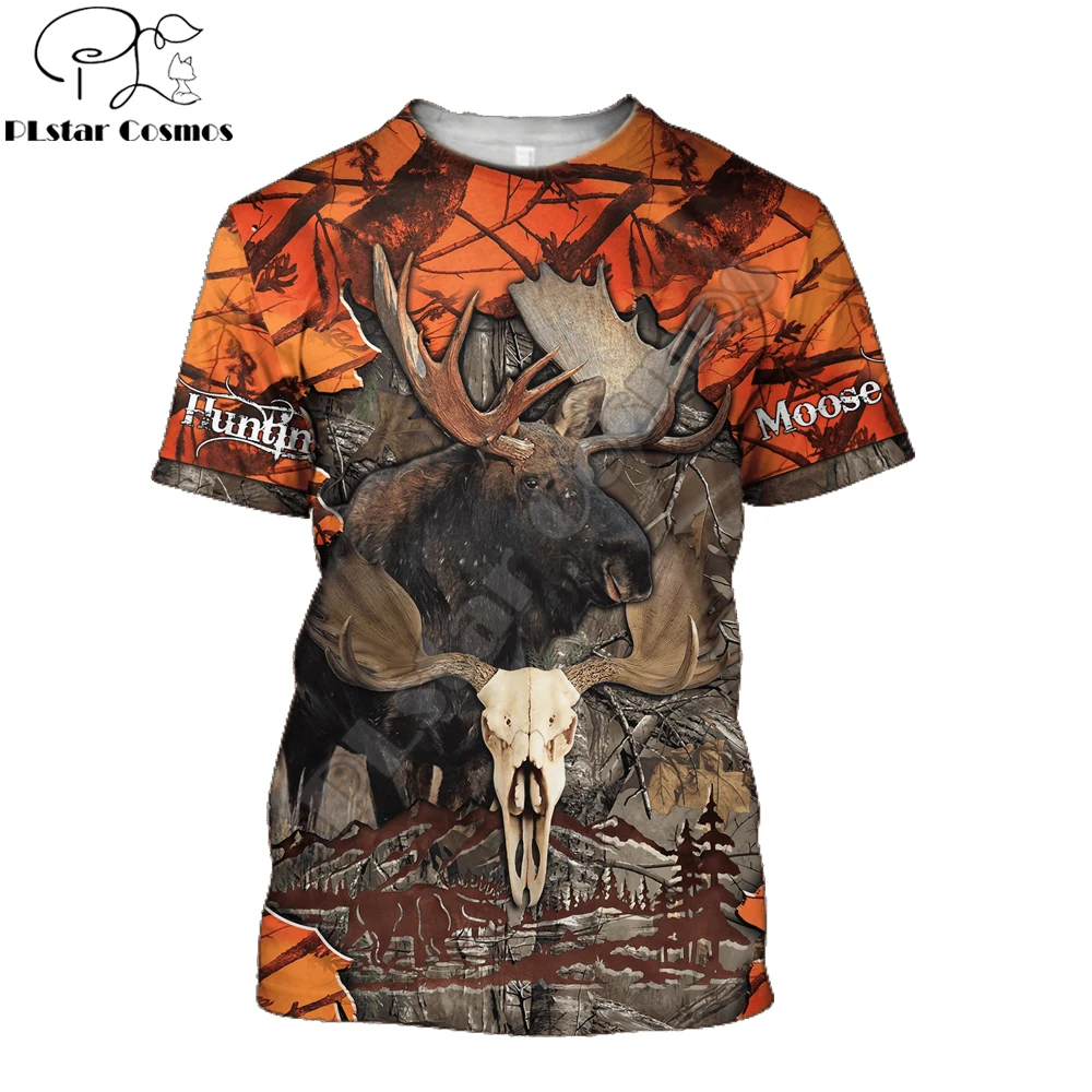 

Summer Cool Hipster Men t-shirt Animal Deer/Moose Hunting 3D Printed Harajuku Short sleeve T shirt Unisex Casual tops TX0199