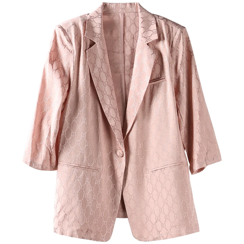 

Sister Fara Fashion Three Quarter Sleeve Blazer Women's Spring Jacket Coat Thin Loose Blazers Ladies Summer Casual Women's Suit