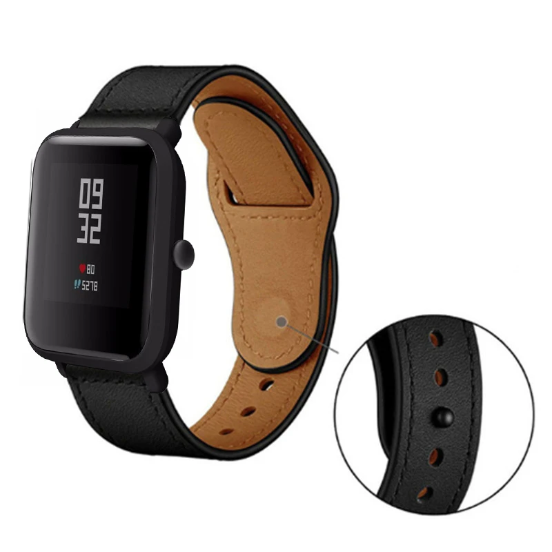 Ремешок для часов Amazfit GTS из натуральной кожи браслет Correa для Xiaomi Huami Amazfit Bip Lite Молодежные часы аксессуары