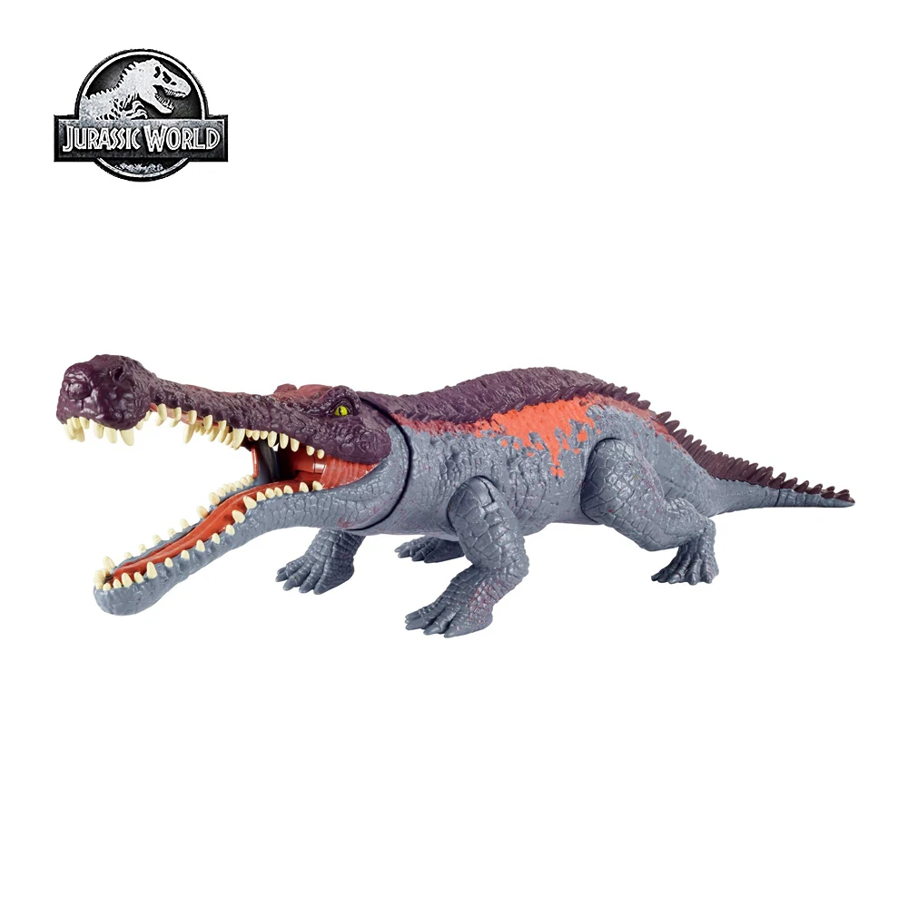 Juguete de dinosaurio de Jurassic World Sarcosuchus, dinosaurios más grandes con golpe activado por cola y juguete DE ACCIÓN DE Chomping GVG68