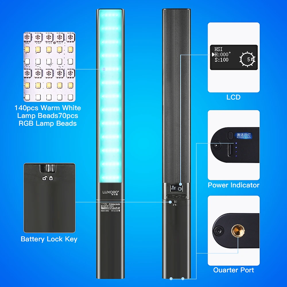 Светодиодный RGB светильник P6 2500 лм 6500 10000 K RA≥ 95 с перезаряжаемой батареей мАч 18 Вт