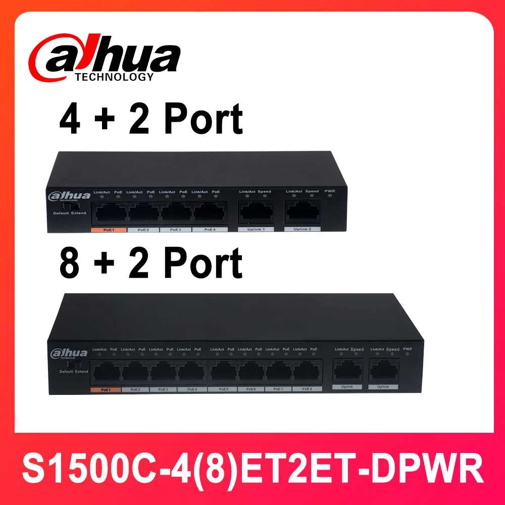 Сетевой видеорегистратор Dahua 4CH коммутатор питания через Ethernet DH S1500C 4ET2ET DPWR 8CH 8ET2GT сетевой gigabit 250 м Макс